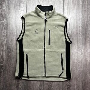 Vtg Sierra Designs Mens Fleece Vest Sage Green Full Zip Outdoor Hiking Gorpcore